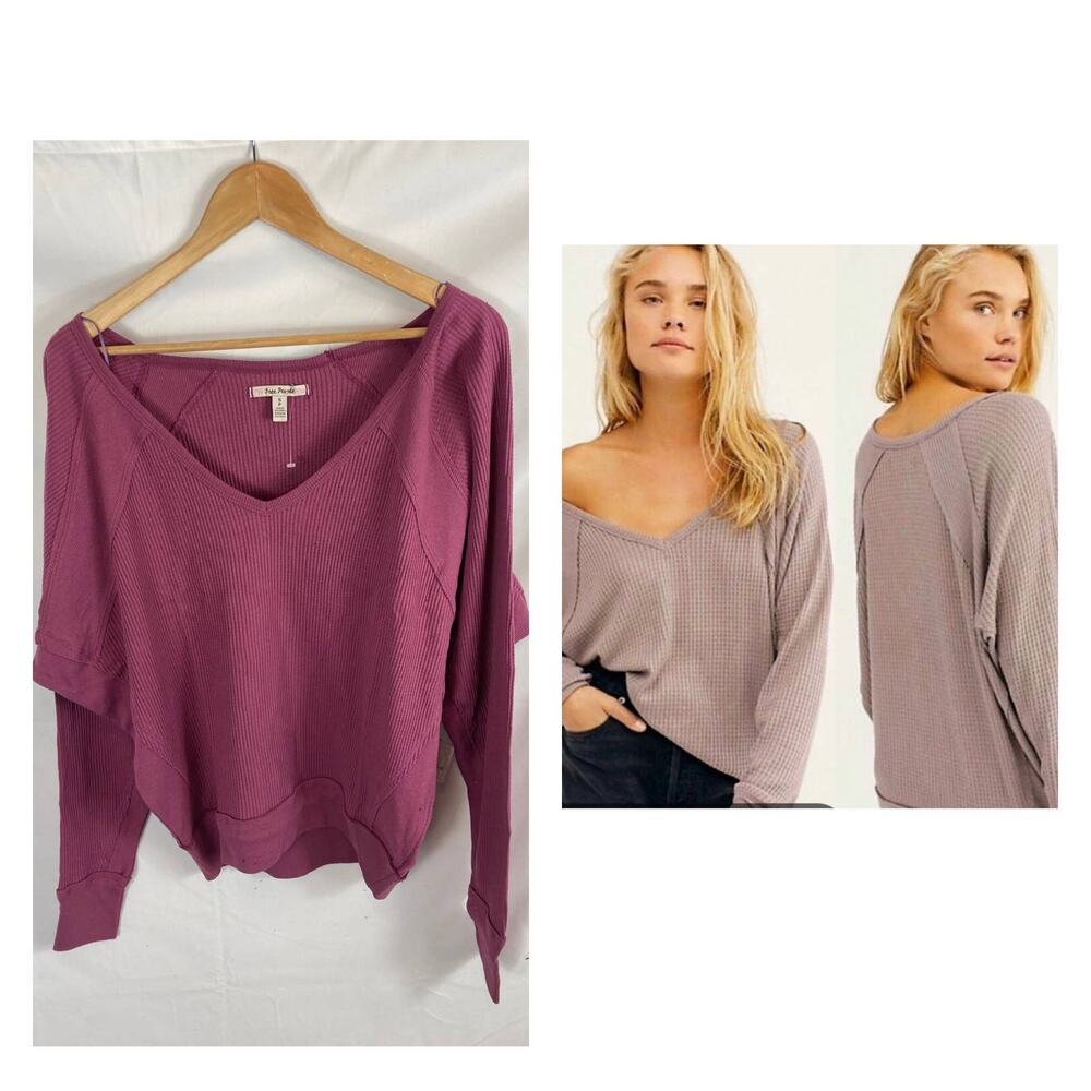 NWT Free People Santa Clara Thermal In Mulberry size small